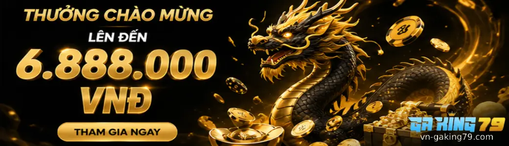 GAKING79 khuyến mãi với hình ảnh rồng vàng và ưu đãi nổi bật